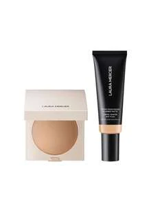 Laura Mercier 【組合組】Real Flawless 柔光完美壓粉餅 中號 7.5g + 柔霧啞光潤色保濕乳 SPF 30 2C Oak 45ml - 中+2C橡木 - 查看 1