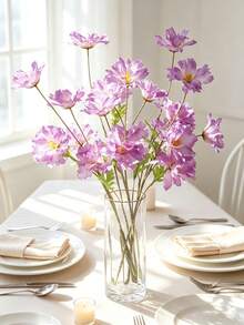 Living Room Decor 4-Head Water Lily 1 Stem Valentine's Day, Birthday, Halloween, Graduation Gift, Garden Decoration, Outdoor Plant Gardening, Artificial Flower - Purple - View 6