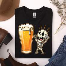 Lustiges T-Shirt mit Bierskelett |   T-Shirt für Bierliebhaber |   T-Shirt für das Oktoberfest, Geschenk für Oktoberfest-Liebhaber. - Schwarz - Übersicht 7