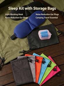 1/2pcs Set Neutral Style 8-Color Inflatable Waterproof Camping Pillow, Neck Support, Machine Washable, Hiking Gear, Foldable Travel Pillow, Includes Eye Mask And Earplugs Set, Summer Travel Vacation Essential, Mother's Day/Father's Day Gift (Random Style) - Multicolor - View 10