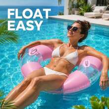 1pc Macaron Color Block Transparent Sequin Swim Ring With Handle, Adult Inflatable Pool Float, Suitable For Beach Swimming, Pool Inflatable Float, Beach Essential Pool Float Ring - Multicolor - View 8