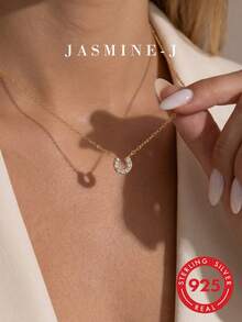 1pc S925 Sterling Silver Mini Hollow Round Pendant Necklace, 14K Gold Plated Hypoallergenic, Minimalist Elegant, Delicate And Exquisite, Women's Gold Necklace, Suitable For Daily Wear, Perfect As A Gift - Multicolor - View 5