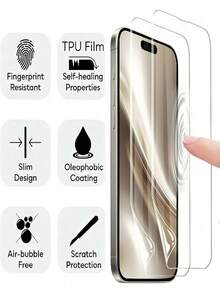 2片裝水凝膠高清晰超透螢幕保護膜，適用於 iPhone 13/14/15/16/17/Pro/Pro Max/16 Plus/16e/Air 系列，自癒水凝膠膜，極致螢幕保護，觸感滑順，高透明度，軟膜 - 2pcs - 查看 5