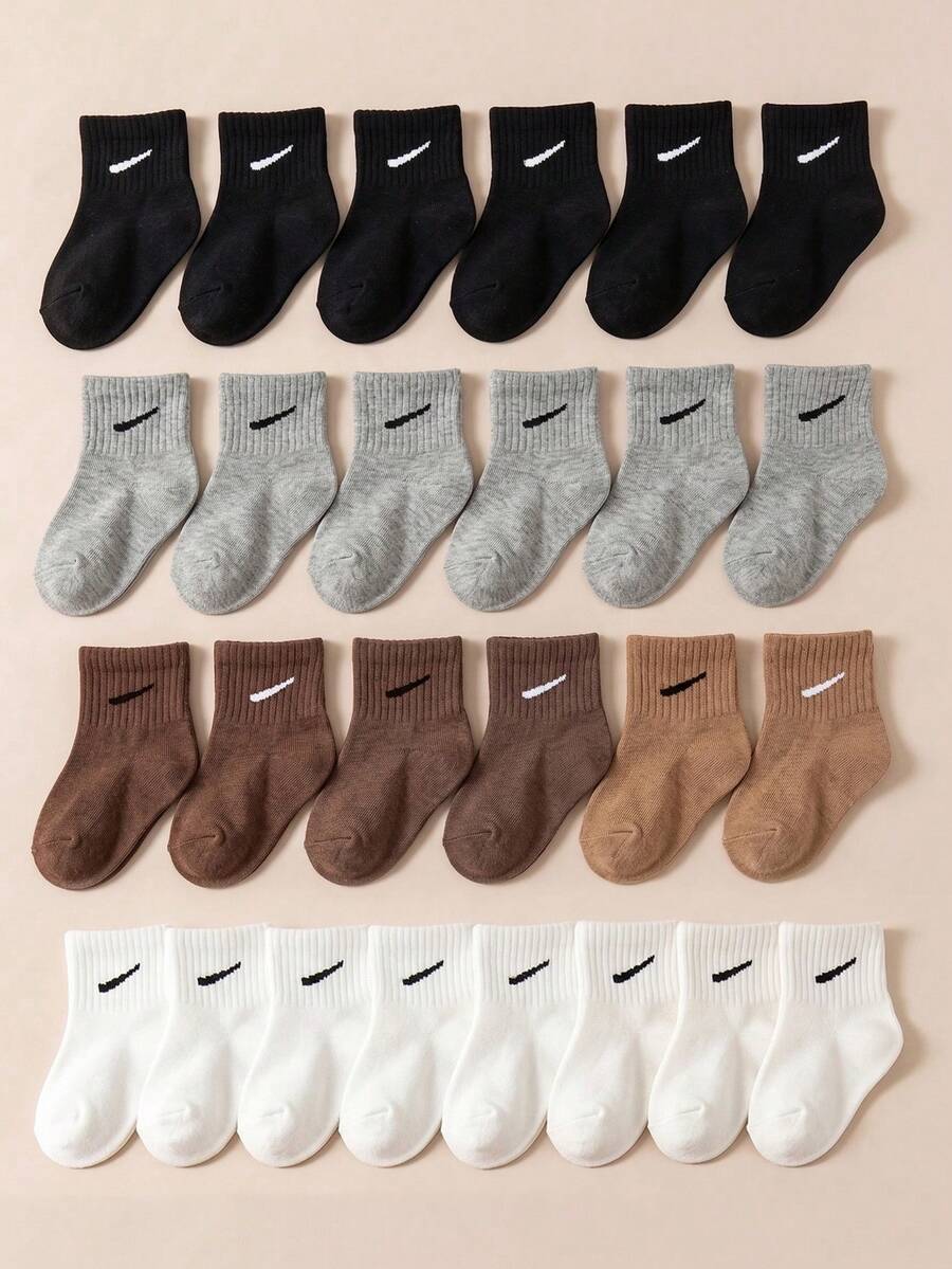 10/20 Pairs Random Baby Sports Socks, Neutral Earth Tone, 0-3 Years ...