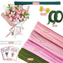 576Pcs Multi-Color Pipe Cleaner Flower Bouquet DIY Kit, Soft Fuzzy Chenille Stems Craft Supplies, 400 Assorted Pipe Cleaners, Floral Stems, Floral Tape, Step-By-Step Guide & Tutorial Video, Beginner Handmade Flower Set. - 576pcs - 查看 15