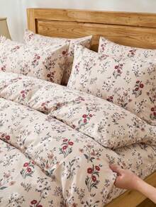 3Pcs/Set Botanical Leaves Daisy Flower Print Duvet Cover Set Without Filler Breathable Supersoft All-Season (1pc*Duvet Cover + 2pcs*Pillowcase,), Soft Two Tone Bedroom Guest Room King Queen Full Twin Back To School Dormitory Bedding Set - Multicolor - View 2