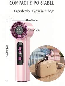 YITUMU 2000mAh Mini Ventilador Eléctrico de Mano, Enfriamiento Potente de 100 Niveles, Pantalla LED, Carga Rápida Tipo C, Flujo de Aire Fuerte, Ventilador Portátil para Exterior/Escritorio - Soporte de Mano - Ver 5