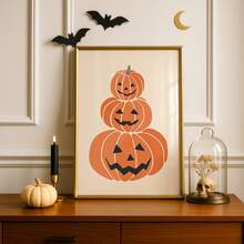 1pc Frameless Jack-O-Lantern Wall Art Halloween Pumpkin Pattern Home Decor Printable Aesthetic Apartment Living Room Bedroom Back To School Funky Posters Dorm Essentials - Jack-o'-lantern - View 5