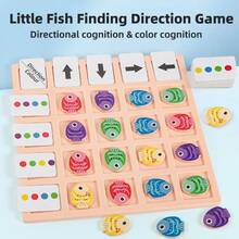 Little Fish Direction & Color Matching Board Game, Children's Early Education Teaching Tool, Fresh Ocean Playful Style, Light Pink Square Grid Base + 5-Color Cartoon Fish Game Pieces + Direction & Color Instruction Cards, Look & Match Direction & Color Challenge Design, Observation & Logical Thinking Training Educational Toy, Back To School Learning Toy, Home Early Education, Parent-Child Desktop Interactive Product - Multicolor - View 1