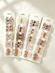 10-Piece Mixed-Color Bow Hair Clip Set, Cute Floral Plaid Polka Dot ...