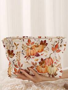 Tas Penyimpanan Kosmetik Portabel Motif dan Daun Maple, Dicetak Dua Sisi, Tas Rias Perjalanan dengan Resleting, Organizer Perlengkapan Mandi Multifungsi - MultiWarna - View 1