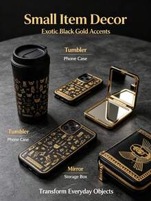 1 Set Decorative Stickers, Aesthetic Stickers, Ancient Egyptian Cat Symbol Pattern, Suitable For Laptop, Camera, Phone Case, Water Cup, Cosmetic Storage Box, Hair Dryer Shell, Metal Decorative Accessories - M - View 3