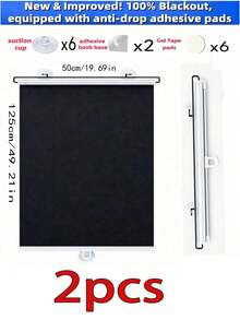 2pcs Easy Install Retractable Sunshade, Suitable For Doors, Windows And Car Windows, Heat Insulation And UV Protection, Classic Home Decor Style, Suitable For Homeowners And Car Owners, All Season Use, Great Gift For Housewarming, Black Sunshade, Suction Cup Installation, No Drilling Required, Convenient To Use, Suitable For Car And Home Window Heat Insulation And Sun Protection, Freely Stretchable, PVC Material, Modern Style, Suitable For Bedroom And Other Rooms - Sunshade - View 15