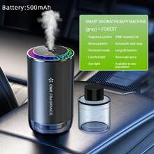 Difusor de aromaterapia para coche con aceite de fragancia, máquina de fragancia para coche USB, difusor de aromaterapia con luz de proyección de estrellas pequeña y mini, la luz de ambiente cambia con el ritmo de la música, batería grande de 500mAh, adecuado para madres y bebés - Gris - Ver 10
