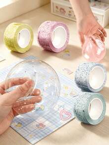 1/2/4/8pcs Glitter Transparent Nano Double Sided Tape, Reusable, Strong Adhesive, Suitable For Home, Office And Classroom - Multicolor - View 2