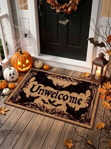 1 buah Karpet Persegi Panjang Motif Kelelawar Kartun, HELLO dan Selamat Datang, Gaya Halloween Vintage, Halloween, Keset Selamat Datang, Keset Luar Ruangan, Karpet Dapur, Dekorasi Rumah, Karpet Area, Karpet Taman, Dapat Dicuci dengan Mesin - kelelawar - View 4