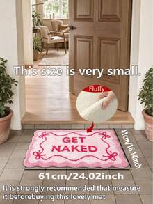Blue Bow Bathroom Mat, Bathroom Rug, Bathroom Carpet, Door Mat, Area Decor Rug, Humorous Wavy Bathroom Decor, Machine Washable, Plush Material, Bathroom Floor Carpet, Suitable As Party Gift, Bathtub, Shower Use, Pink - Pink - View 13