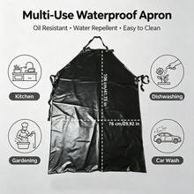 Easy Clean Waterproof Apron With Adjustable Halter Neck – Durable PVC Protection Vest For Adults, Extra-Long Waist Strings For Perfect Fit, Great For Home Kitchen, Restaurant, Salon, And DIY Projects (Solid Black) - Standard - View 4