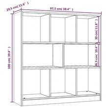 vidaXL Bücherregal Geraucherte Eiche 97,5x29,5x100 cm Holzwerkstoff, Büroschrank, Bücherregal, Regal, Büroregal, Bücherregale, Regale, Aktenregal - Geräucherte Eiche - Übersicht 4