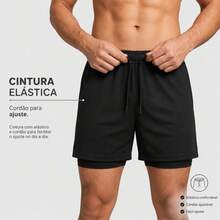 2-In-1 Double Sports Dry Fit Shorts With Pocket Gym Shorts Sports Shorts - 黑色 - 查看 8
