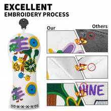 Fresh White Abstract Graffiti Wooden Putter Headcover - Premium Durable Protective Gear | Suitable For Young Artistic Golfers And Creative Style Seekers - Multicolor - View 4