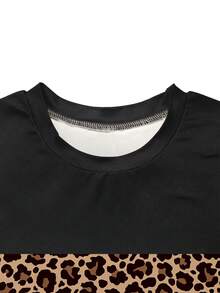 Women's Casual Leopard Print Round Neck 2 Pieces Set, Slightly Elastic, Suitable For Autumn Wear, Elegant - Multicolor - View 4