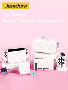適用於 Switch 遊戲主機配件，蝴蝶結與標語圖案，相容於 Switch NS/Switch OLED/Switch 2025 保護殼、收納袋，送給 Switch 玩家的最佳禮物，情人節告白/春季浪漫禮物 - 彩色 - 查看 1