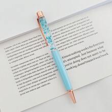 Bolígrafo flotante de flores secas personalizado, grabado personalizable, regalo de invitación para damas de honor, recuerdo de boda, regalo del Día del Maestro - Redondo - Ver 15