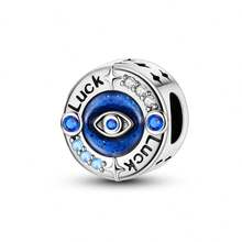 1pc Silver Plated Blue Evil Eye Hamsa Hand Elephant Charm Beads, DIY Bracelet Necklace Keychain Jewelry Making Accessories, Daily Matching Jewelry - Silver - View 16