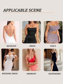 1pair Women Invisible Double-Sided Silicone Adhesive Bra Pads, Reusable Push-Up Lift Inserts, Waterproof Thickened Padding For Bikini, Swimsuit& Strapless Bras - Multicolor - View 8