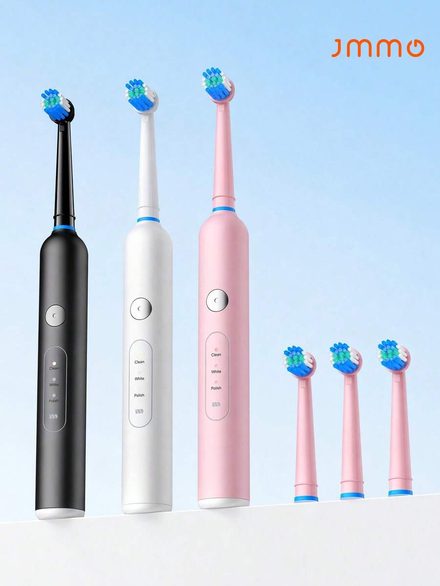 JMMO 電動牙刷 – 6 種清潔模式，IPX7 防水，USB 充電 | 智慧型計時器，300mAh 電池，柔軟刷毛，多種顏色可選，美白牙齒，呵護牙齦健康，提供卓越的口腔護理，刷頭可更換