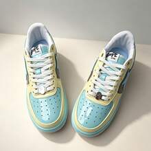 A BATHING APE Bape 休閒滑板鞋 配色拼接星星 Logo 亮面休閒運動鞋 黃綠色 女款 - 黃綠棕 - 查看 6