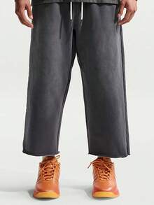 Nike Men's Outdoor Running Sports Pants Loose Breathable Cropped Trousers - Grey - View 4
