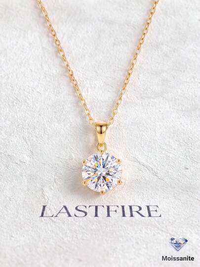 1 buah Kalung Salib Moissanite Klasik 6 Cakar Perak Sterling 925, Elegan & Halus, Cocok untuk Pertunangan, Pernikahan, Sahabat, Ulang Tahun, Hari Jadi, dan Acara Lainnya - Perhiasan Pernikahan Pengantin