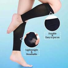 2 Pairs Unisex Calf Compression Sleeves Leg Support Socks, Soft Elastic Comfortable Fit, Suitable For Running Training, Daily Activities, Sports, Sports Socks, Black/Nude, Size M - Multicolor - View 5