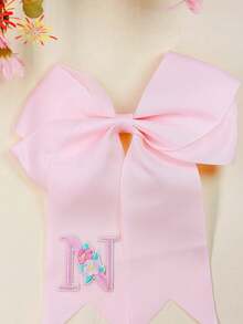 1pc 26 English Letters Girl Back To School Season Polyester Bow Edge Hair Clip, Versatile Hair Accessory For School Daily Wear - Multicolor - View 12