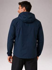 CZRLHYT Jaket Pria dengan Tudung yang Dapat Dilepas, Serbaguna untuk Olahraga dan Kasual, Saku Samping dengan Resleting, Sempurna untuk Pakaian Luar Sehari-hari, Pakaian Luar yang Serbaguna - Navy Blue - View 4