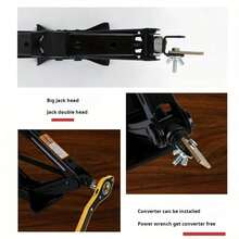 Universal Car Jack Wrench With Adapter, Scissor Ratchet Dual-Function Wrench, Reversible Switch Button, Long Handle Car Tire Wrench, Manual Repair Tool, Christmas Gift - Yellow - View 7