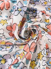 1 pezzo/4 pezzi Foulard di seta quadrato piccolo con fiori colorati freschi, foulard per capelli stile pittura ad olio, accessorio per capelli con atmosfera da vacanza al mare - Multicolore - Visualizzare 8