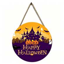 Grenzüberschreitend Bestseller Halloween Totenkopf Geist Spinnennetz Kürbis Holz Türschild Heimdekoration Hängender Ornament - Verschiedenfarbig - Übersicht 7