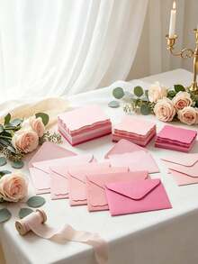 10/50/100pcs Pink Wavy Edge Envelopes, 3.94X2.76 Inch Small Gift Envelopes, Suitable For Cards, Wedding Invitations, Gift Cards, Crafts, Birthday Parties, Thank You Cards - Multicolor - View 5
