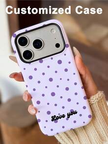 GIIPPA 1pc Customized Name Polka Dot Phone Case, Film Matte 2-In-1 Phone Protective Cover, Compatible With IPhone 17/16/15/14/13/12/11, Galaxy S26 S25 S24 Ultra/Plus/Fe, Back To School Gift, Valentine's Day Gift, Birthday Gift - Multicolor - View 8