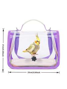 Parrot Outdoor Portable Bag, Breathable Bird Carrying Bag, Hands-Free Small Pet Cage, With Breathable Mesh Window, Parrot Backpack, Convenient For Taking Pets To Vet, Shopping, Hiking, Transparent Portable Bird Travel Case - Multicolor - View 10