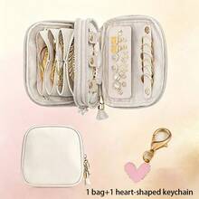 Portable Mini Travel Jewelry Bag, Multi Zone Small Jewelry Storage Bag, Tassel Zipper Design, PU Wear-Resistant Leather, Can Store Rings, Earrings, Necklaces, Bracelets, Small And Portable, Dual-Use For Daily Travel - View 10