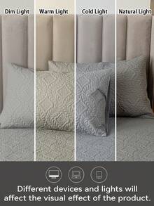 1/2/4pcs Waterproof Quilted Floral Embossed Pillowcase Protector, Soft Polyester Pillowcase With TPU Backing, Breathable Water-Repellent Pillowcase, Machine Washable Easy Care Bedroom Bedding, Standard/Queen/King Size - Grey - View 9