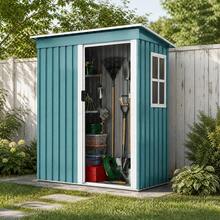 Stylish Modern Metal Garden Shed – 152.4 * 91.44 Cm Waterproof Galvanized Steel Storage Unit With Clear Window, Smooth Sliding Door, Secure Lock & Lean-To Design For Patio, Backyard Or Outdoor Utility Use – Compact, Rust-Resistant, Easy Assembly, Spa - 152.4*91.44cm Green - View 4