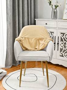 1pc Curved Armrest Chair Cover, High Elasticity Solid Color Polyester Fiber All-Season Chair Slipcover - Light Yellow - View 3