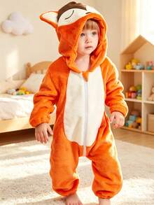 1Pc Baby Autumn Winter With Double Zipper Cartoon Animal Pattern Cute Comfortable Unisex Baby Supplies Suitable For Everyday Wear - Multicolor - View 6