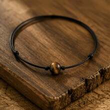 1pc Unisex Minimalist Classic Tiger Eye Adjustable Bracelet, Couple Gift, Anniversary - Multicolor - View 4