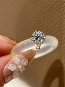 rundraw 1pc New Chinese Style Simple Band Transparent Stone Minimalist Diamond Ring, Elegant Oriental Aesthetic - Multicolor - View 2